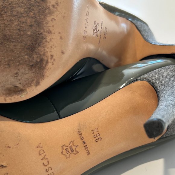 Elegant ESCADA 38.5 EU (8.5) Green Patent Leather and Grey Heels - Picture 8 of 10